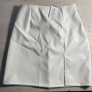 White Leather Mini Skirt